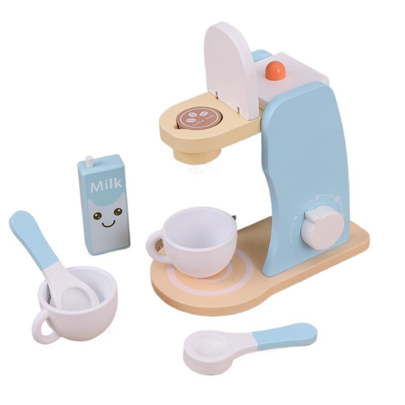 Wooden Kitchen Pretend Play Toy Simulation Wooden Coffee Machine Baby Early Learning Educational Toys