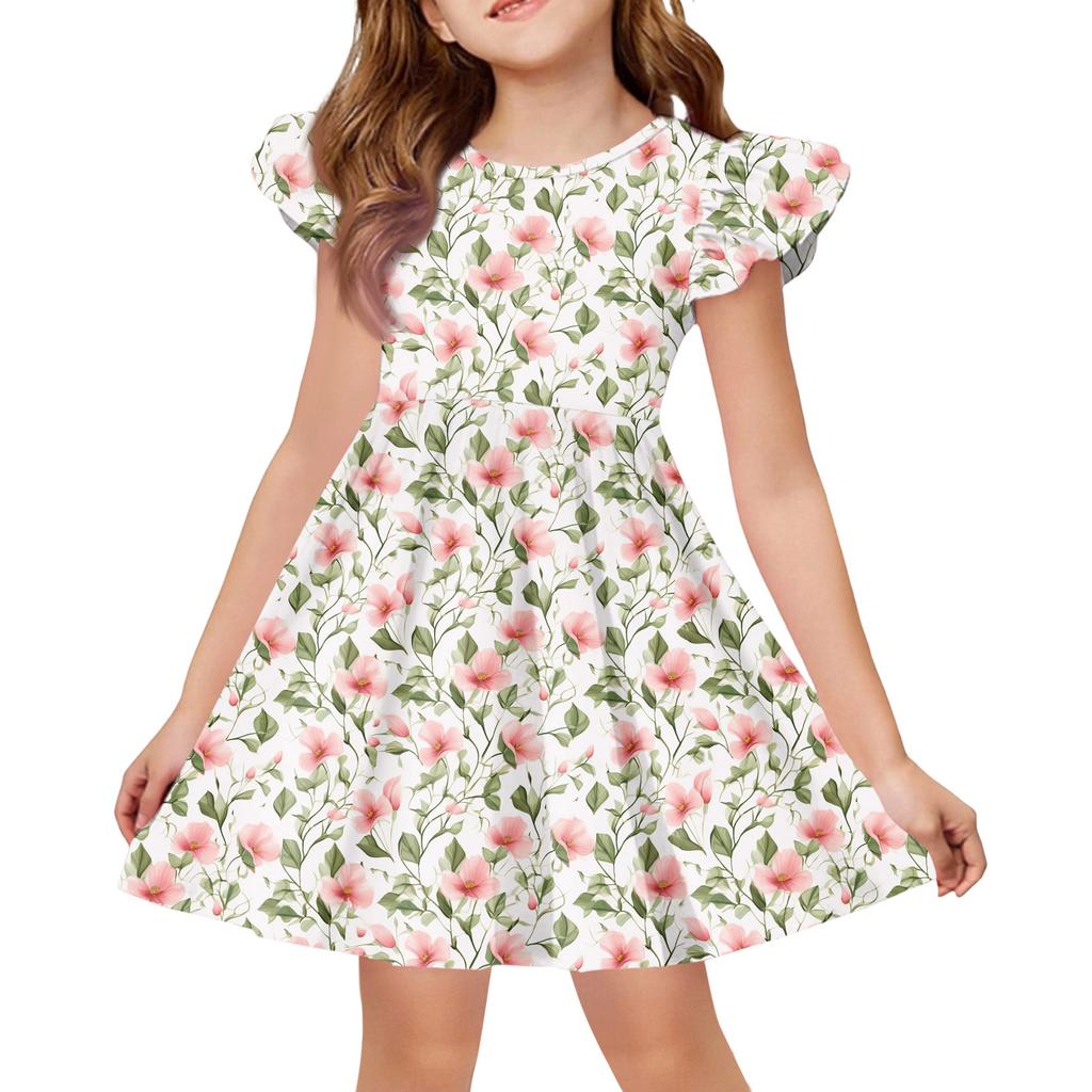 Girls' Summer Princess Dress , A,Line T,Shirt Dress Easter Day
