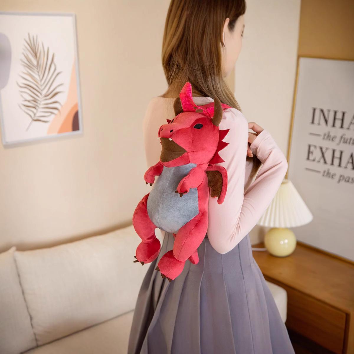 

Dark Evil Dragon Plush Backpack & Shoulder Bag for Kids 40cm 200g червоний