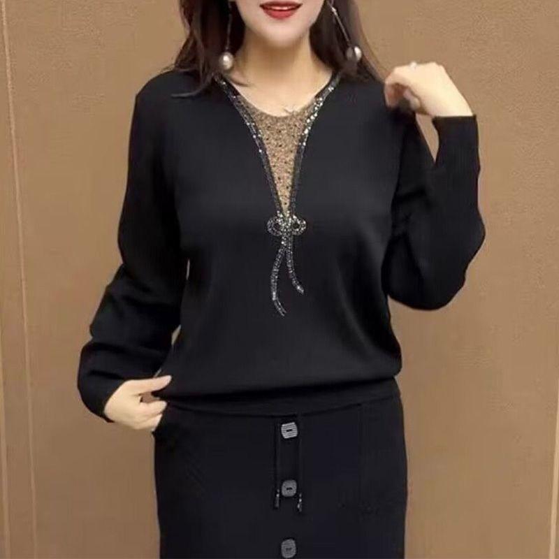 Women's Plus Size Knit Sweater Loose Round Neck Thin Pullover Knit Top