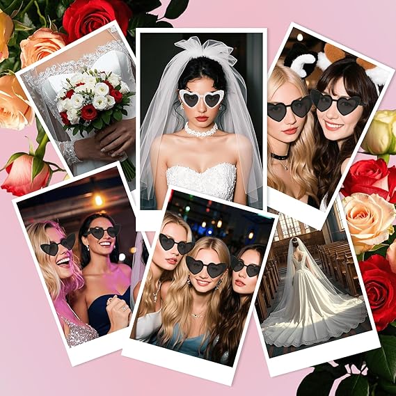 10 Pack Heart Sunglasses Vintage Cat Eye Heart Glasses Retro Bachelorette Bride Sunglasses Bulk For Women