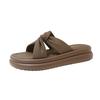 Thick-soled Crossed Slippers Women's Summer Outer Wear 2025 New Fashion High-end Skirt Beach Vacation Cool Slippers