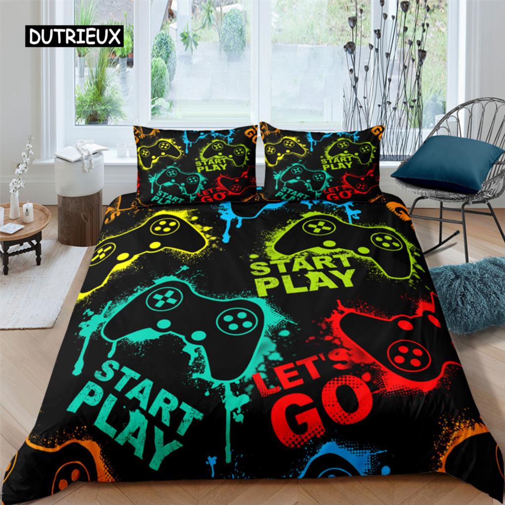 

Комплект постельного белья Gamer Duvet Cover Set Queen King Kids Boys Girls, комплект постельного белья Game Quilt Cover, комплект постельного белья из полиэстера 150x200cm 3pcs