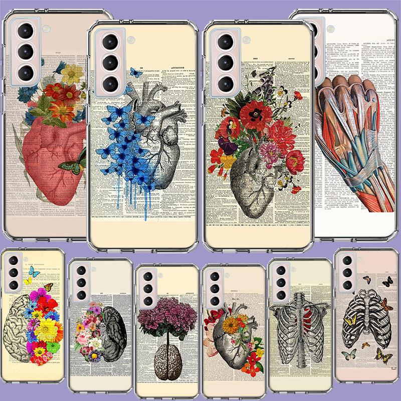Medical Human Organs Brain Meridian Kidney Phone Case For Samsung S25+ Edge Galaxy S24 FE S23 Ultra Capa Shell S22+ S21 Plus S20