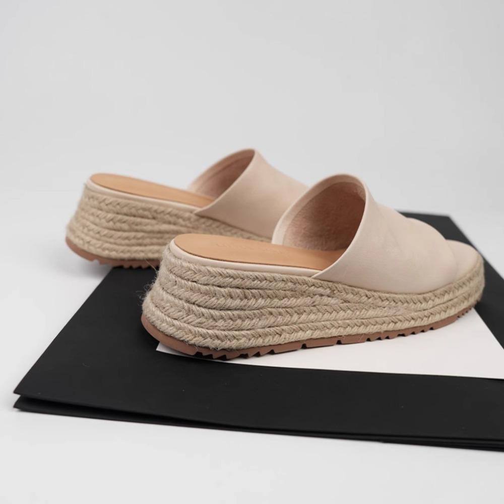 Pantofole da Donna Estive Intrecciate in Paglia con Suola Spessa per Uso Esterno Aumenta Altezza Fresche Pantofole Inclinati Pantofole Casual Sandali da Donna