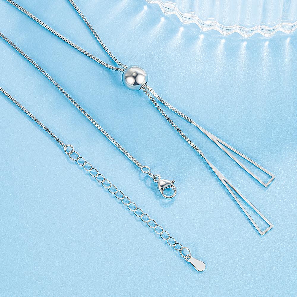 Long Sweater Chain Women'S Triangle Geometric Pull Tassel Necklace Cold Wind Simple Temperament Student Collarbone Chain
