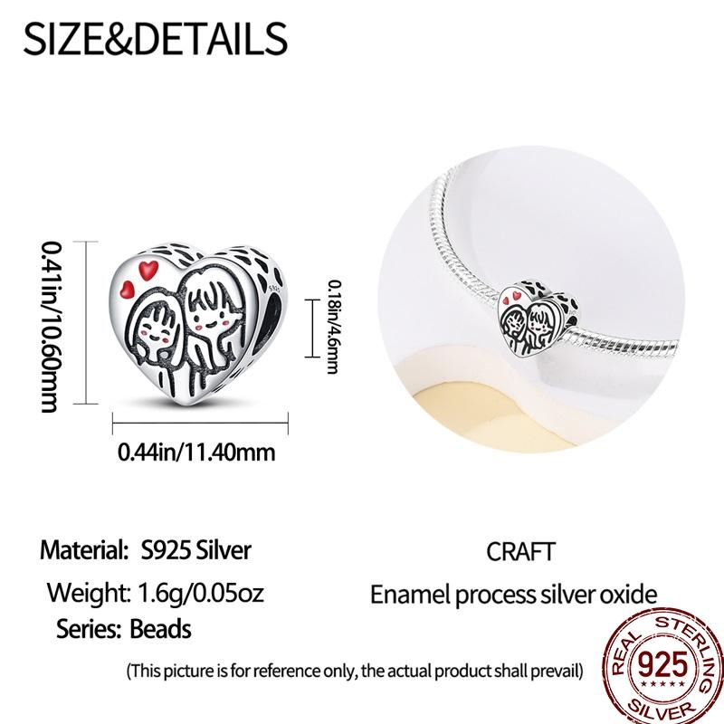 100% Copper Sister Friend Charm Love Heart Blessing Series Suitable For 3Mm'S Bracelet Ladies Fine Jewelry Gift