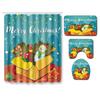 Christmas Shower Curtain Floor Mat Combination Four-Piece Set Bathroom Toilet Carpet Shower Room Mat Foot Mat