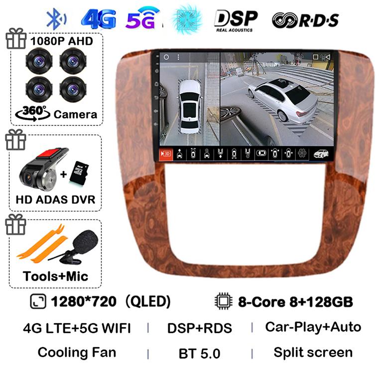 Android 14 Carplay Auto WIFI+4G For GMC Yukon Chevrolet Tahoe Suburban 2007-2012 GPS Car Radio Multimedia Video Player Stereo