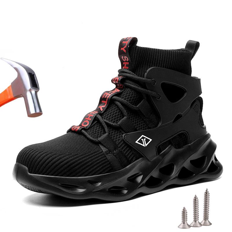 

Легкая рабочая защитная обувь для мужчин и женщин, противоударные рабочие кроссовки со стальным носком, дышащие защитные ботинки 39 чёрный