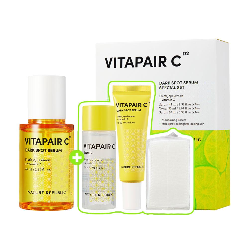 

Nature Republic Vitapair C Сыворотка от темных пятен, 45 мл, специальный набор (сыворотка 45мл+крем10мл+тонер30мл+диск25шт)