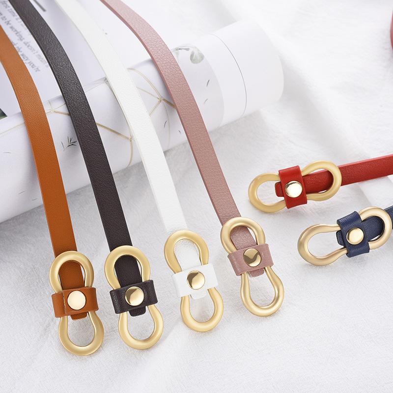 105cm Women's Belt Korean Style Fashion Thin Belt Girls Dress Shirt Versatile and Simple No Punching Pu Small Belt