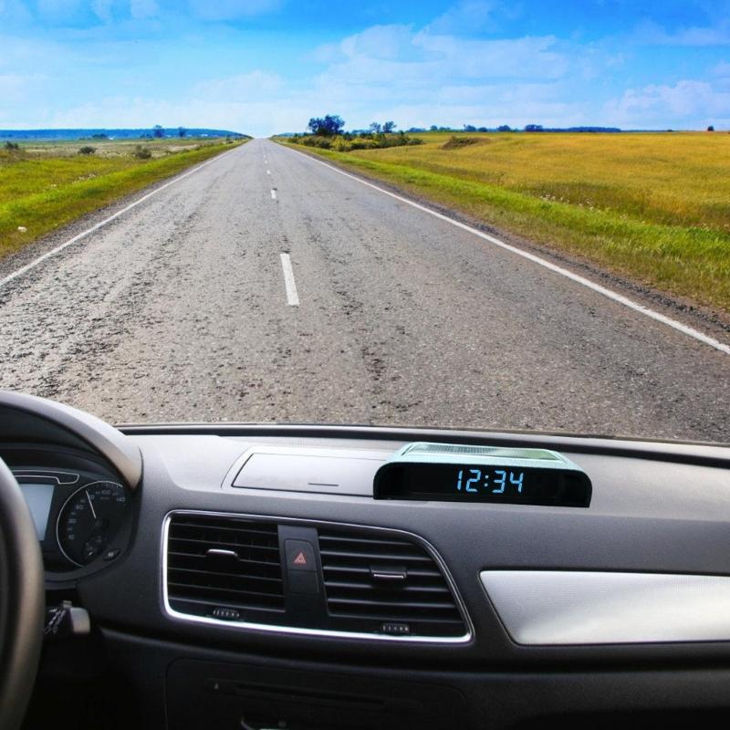 Solar Energy Charged Car Dashboard Clock with Luminous Hands Convenient Solar Powered Vehicle Clock for Night Time Use