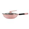 Yoshida Sho 32cm Pink Non-stick Wok with Lid