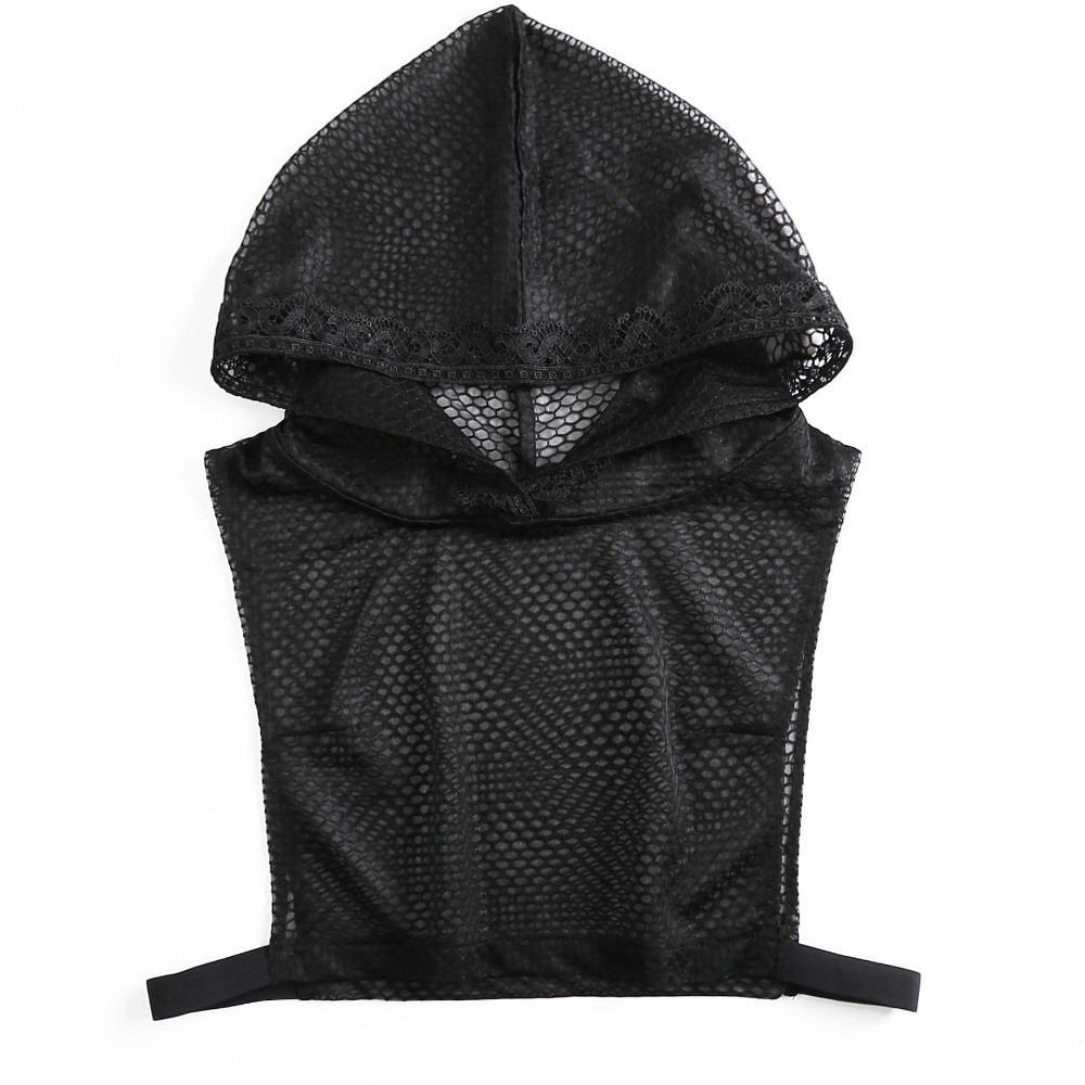 Прозрачный цветочный съемный воротник-стойка из кружева Тонкий съемный воротник-жилет Сетчатый базовый топ Универсальный Style A Black