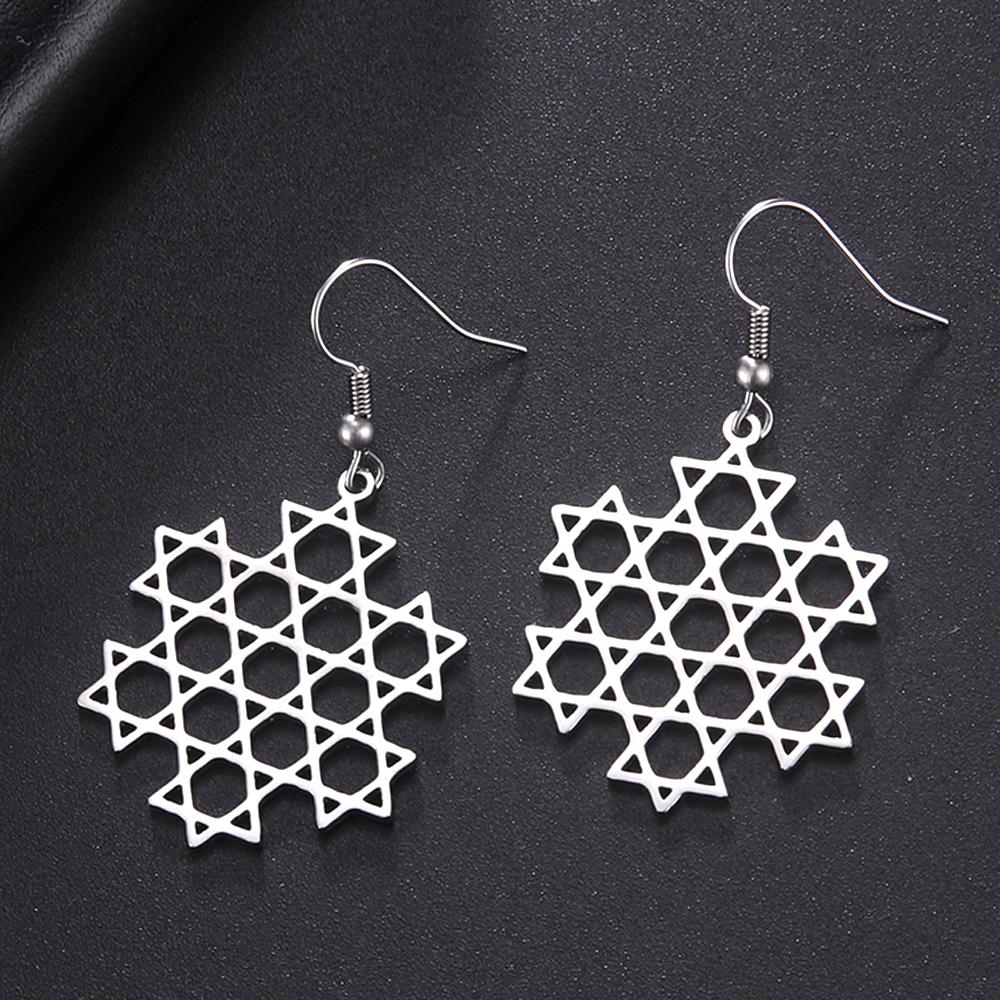 Dawapara Star of David Earrings Drop Dangle Hoop Earrings for Women Je Jewelry Hanukkah Gift Stainless Steel