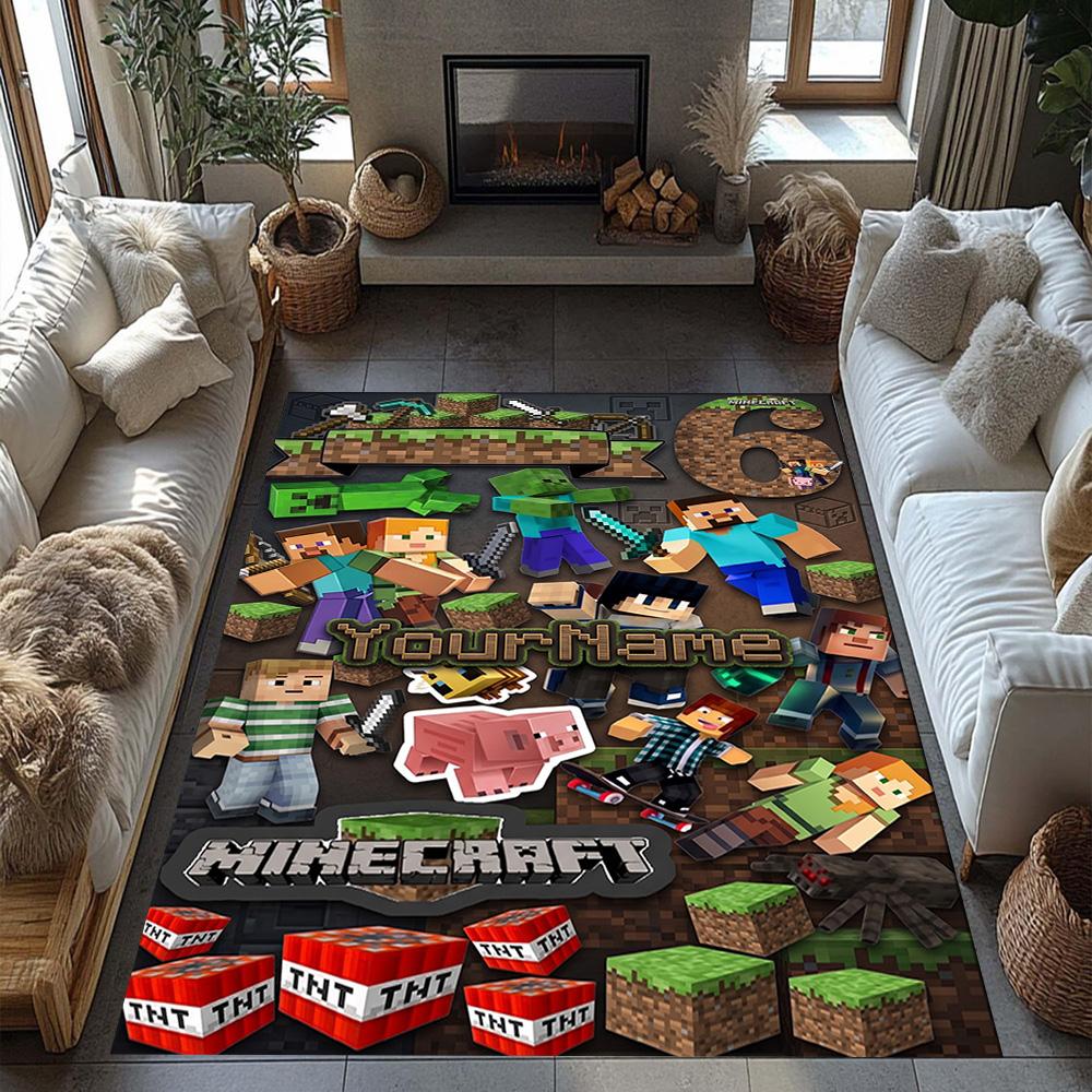 Minecraft 56 Customizable Name Carpet Perfect for Outdoor Decorate room Playrooms Dining Room Anti-slip Rug Office home decor Birthday/Christmas Gift