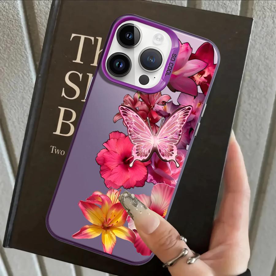 Back Phone Cover Case for iPhone 17 Pro Max 11 14 12 15 Plus XR 16 Air XS 13 Pro Cartoon Flower Art