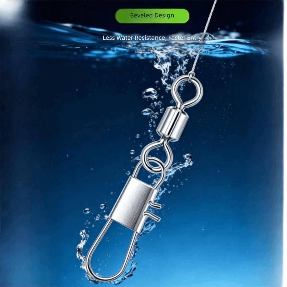 50pcs Stainless Steel Fishhook Lure Connector with Interlock Snap Fish Interlock Snap  Pike Fishing