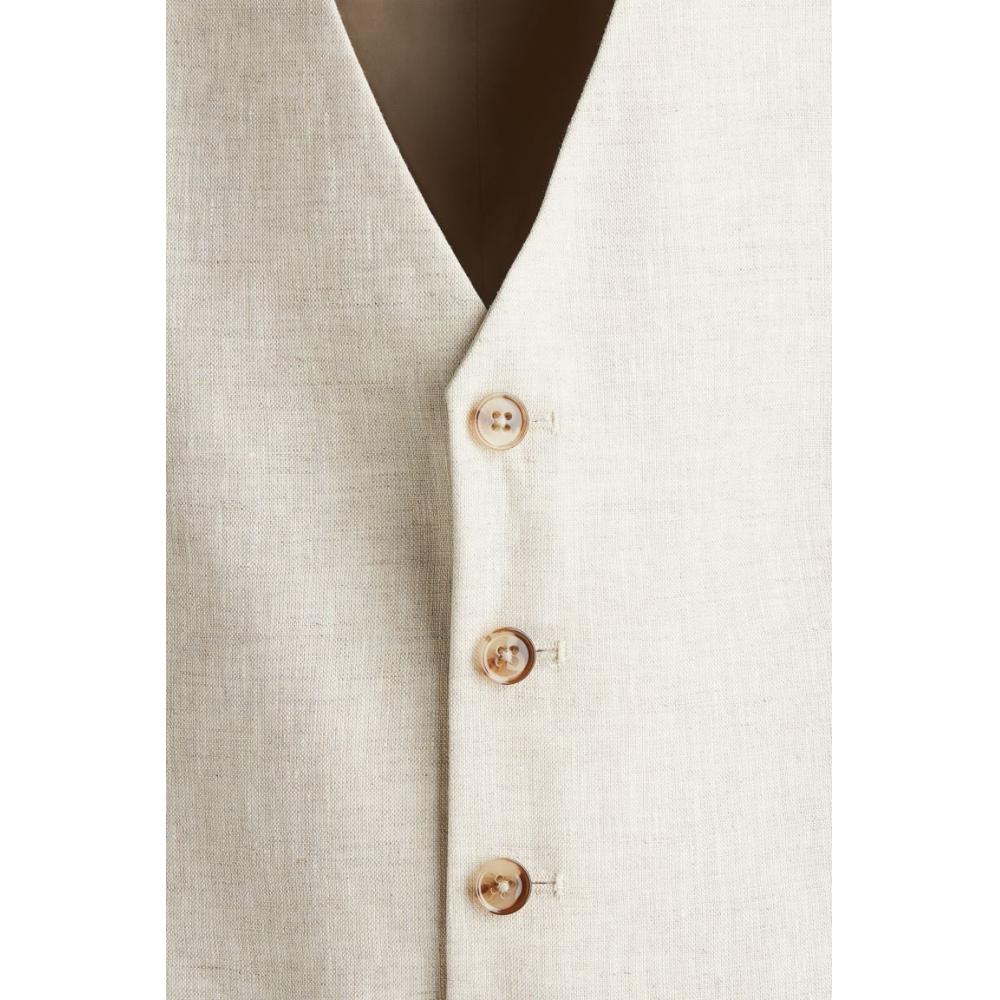 H M Linen Suit Vest sliM Fit ligHt Beige