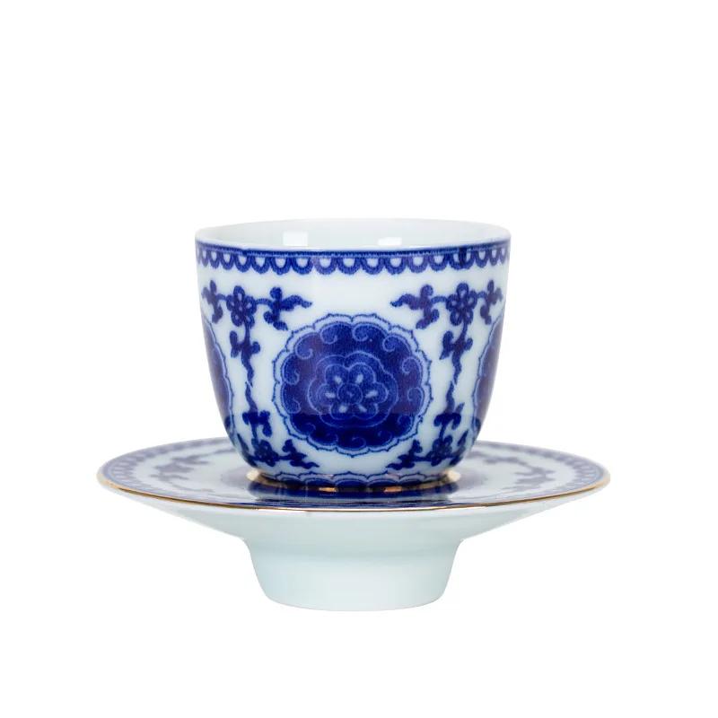 Blue and White Porcelain Teacup Ceramic Teacup Kung Fu Small Teacup Single Cup Master Cup Tea Set Tea Table Golden Bowl Teacups