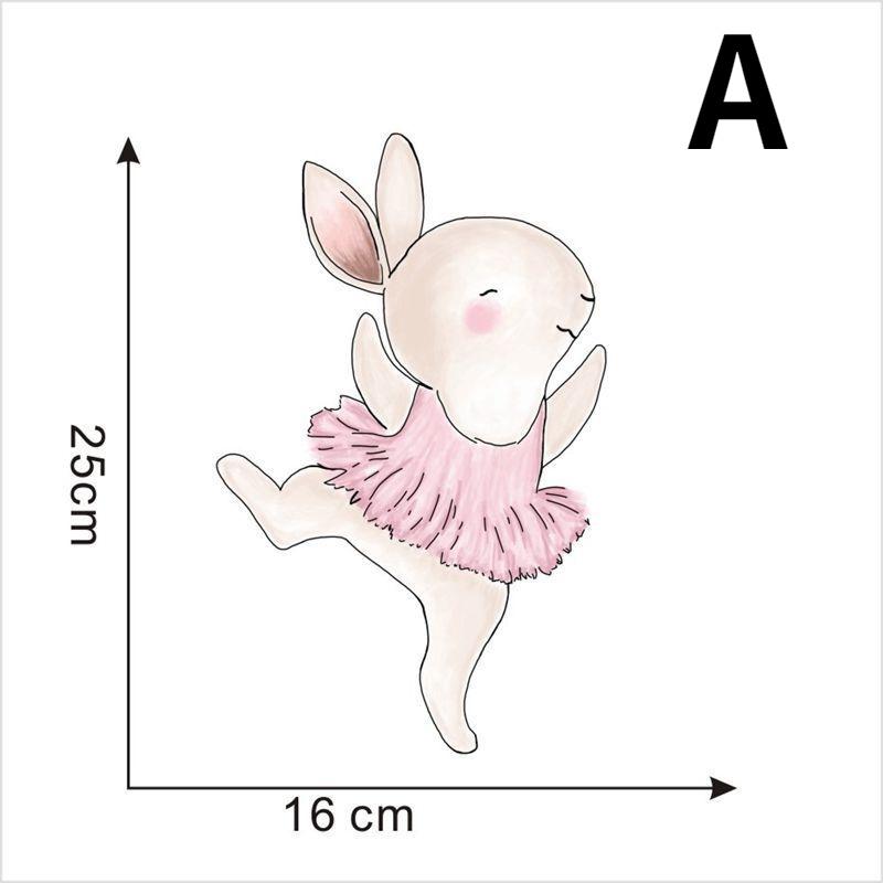 Karikatür Pembe Tavşan Bale Duvar Çıkartmaları Çocuk Odası Tavşan Ev Dekor Duvar Çıkartmaları Bebek Kreş Kız Odası Dekorasyon Poster