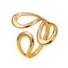 INS Style Hollow Geometric Water Drop Stainless Steel Ring with 18K Gold Vacuum Plating