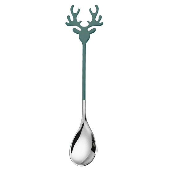 Ice Cream Scoop Food Grade 304 Stainless Steel Christmas Elk Dessert Coffee Spoon