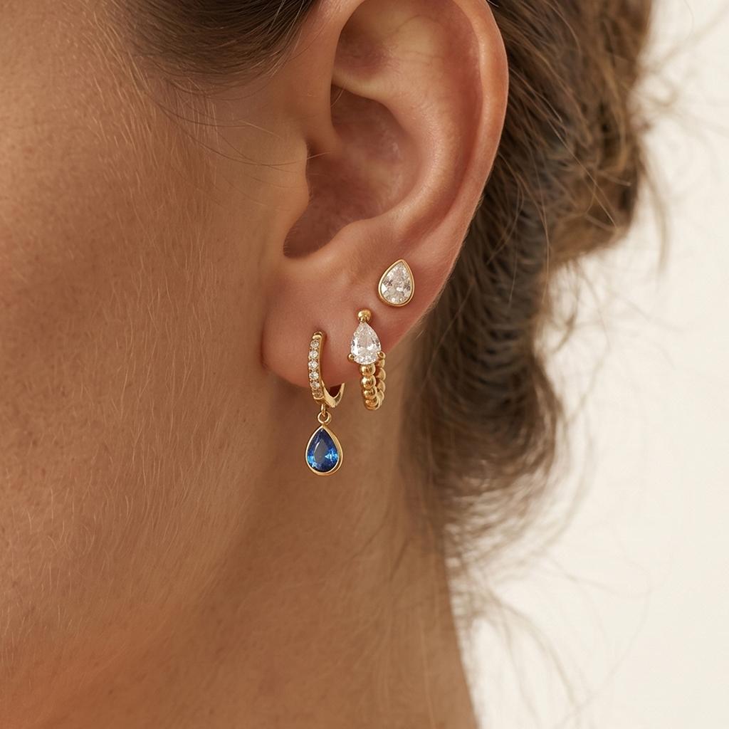 Youthway 3Pcs/set 18K Gold PVD Plated Water Droplet Pendant Earring Fashion Stainless Steel Waterproof Drop Earring Jewelry