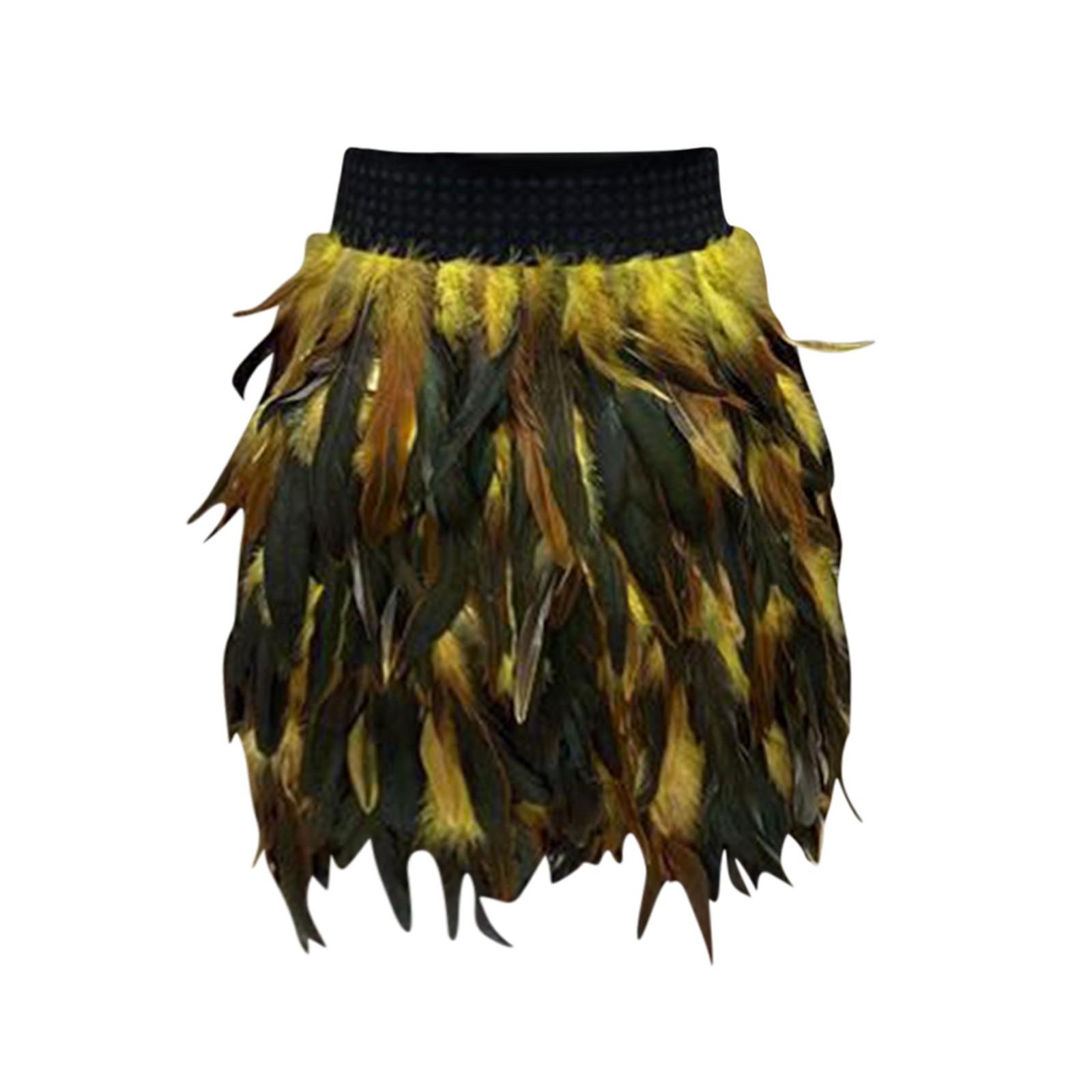 

Женское модное сексуальное модное платье с перьями и макияжем, бальное платье для выступлений, юбка XL жёлтый