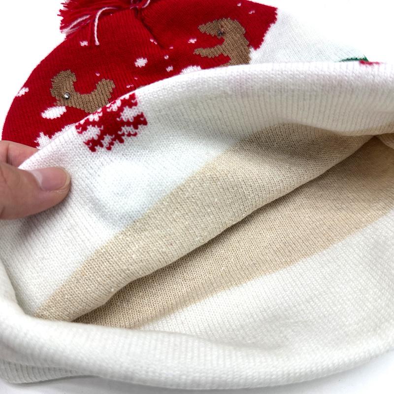 Hot Sale Jacquard Christmas Hat Hairball Ruffled New Year's Gift Winter Warm Cover Knitted Hat
