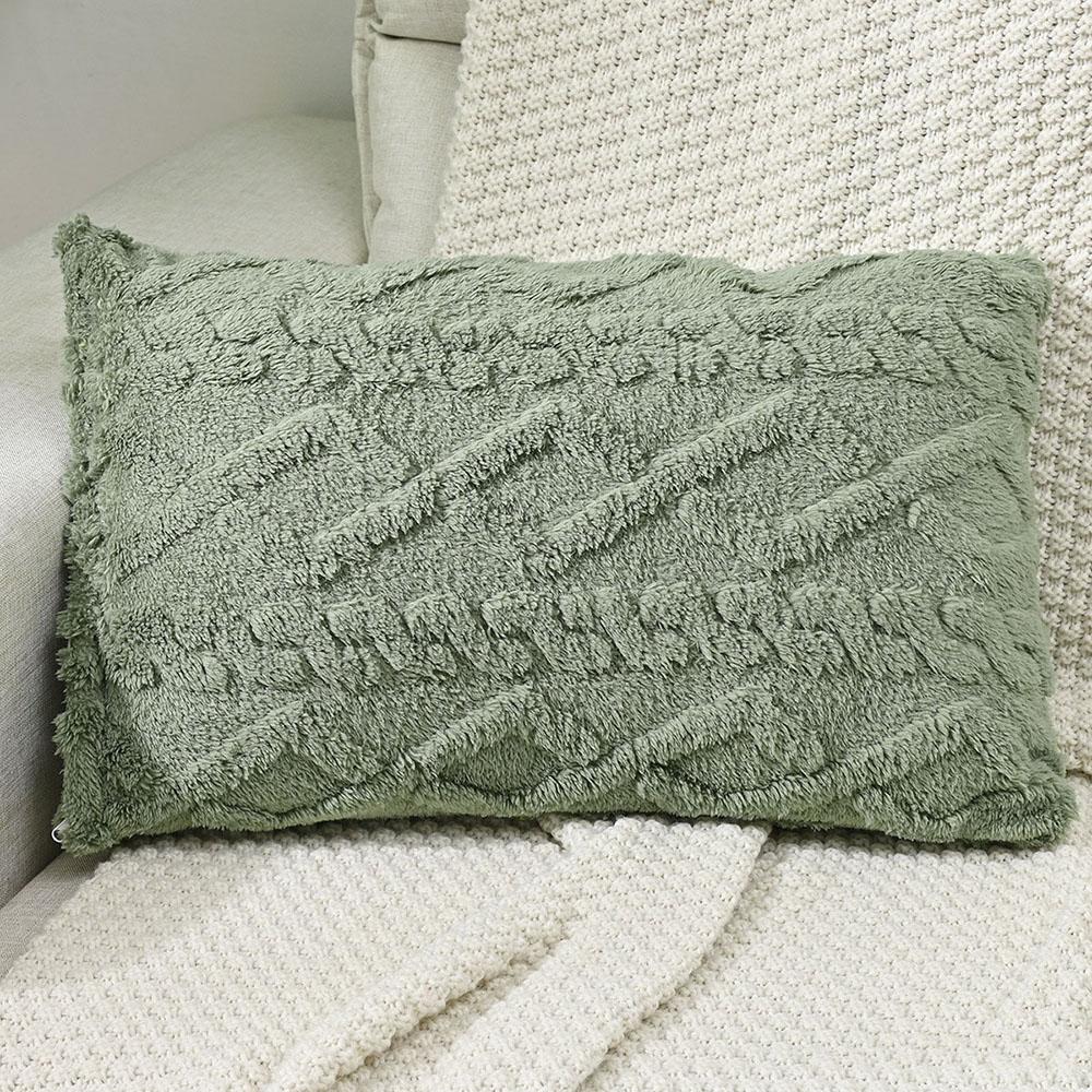 Jacquard Pluche Kussensloop Geometrisch Ontwerp Kussenhoes Effen Kleur Woonkamer Bank Kussenhoes Woondecoratie 30*50cm groen