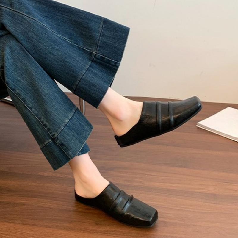 

Модные женские балетки, тапочки, мюли с квадратным носком, модные новые сандалии, элегантные 2025, летние слингбэки, кроссовки, женские шлепанцы, слайды 36 чёрный