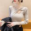 New Women's Knit Diamond Studded Slim Sweater with Bow Accent