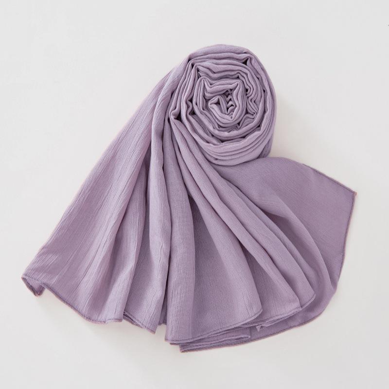 New Breathable Crumpled Scarf For Women Girls Solid Scarves Soft Cotton Wrinkle Pashmina Shawl Foulard Winter Warm Wrap Shawls
