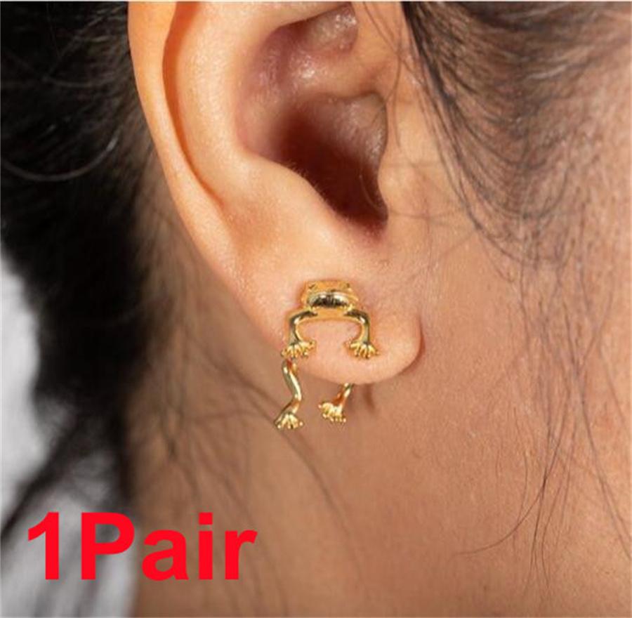 Vintage Cute Frog Stud Earrings For Women Gothic Animal Froggy Cat Piercing Rear Hanging Earring Female Charm Ear Jewelry Gifts