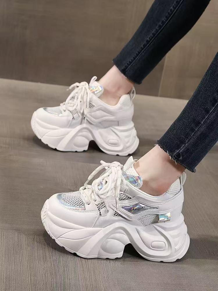 Thick-soled Heightening Dad Shoes Women's Summer 2025 New Mesh Breathable Lightweight Soft-soled Heavy Industry Casual Sports Shoes