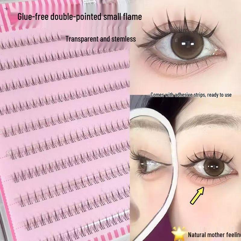 Temperature-Sensitive Self-Adhesive False Eyelashes for Beginners - Glue-Free, Super Soft, Segmented Lower Clusters