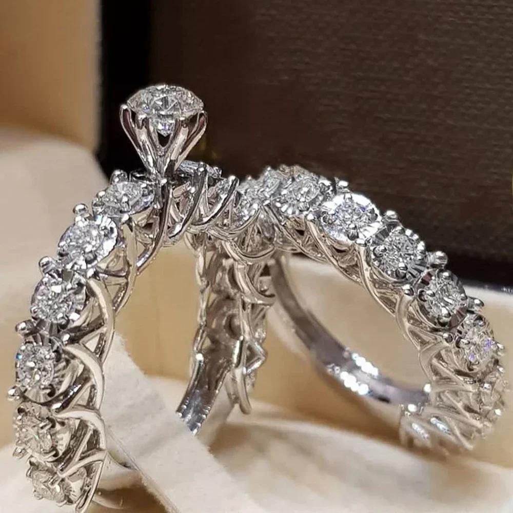 Fashion Geometric Design Women'S Ring Set - Modern Bride Wedding Engagement Jewelry Accessories For Wholesale