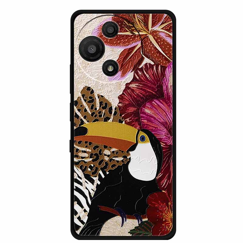 For TCL 60 SE Nxtpaper Case 3D Emboss Relief Flowers Black TPU Silicone Soft Back Cover Cases For TCL 60R Case 6.7" Fundas Bag