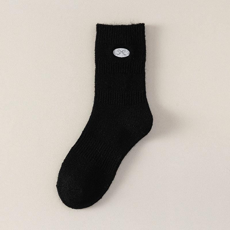 

Female Autumn and Winter New Thick Warm Embroidered Bow Wool Tube Socks 1 pair