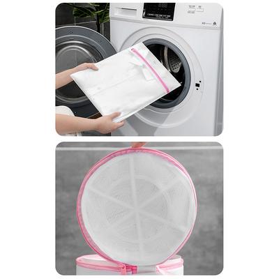 Sac à linge transparent zippé à poches en maille fine réutilisable robuste pour machine à laver protection du linge