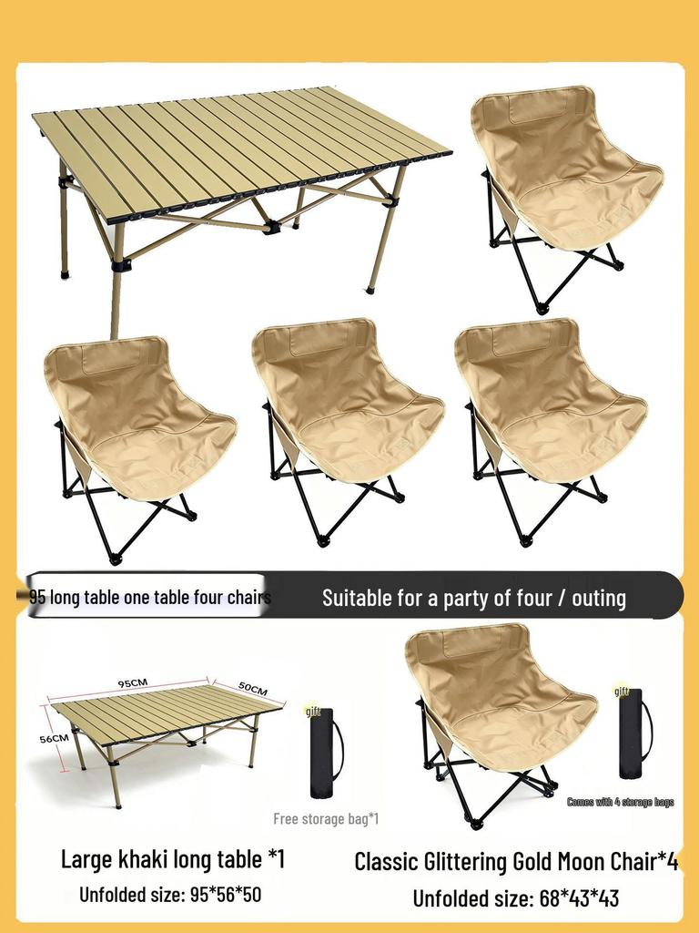 Moon Chair Set: Portable Outdoor Folding Chairs & Fishing Stool (3-Piece)
