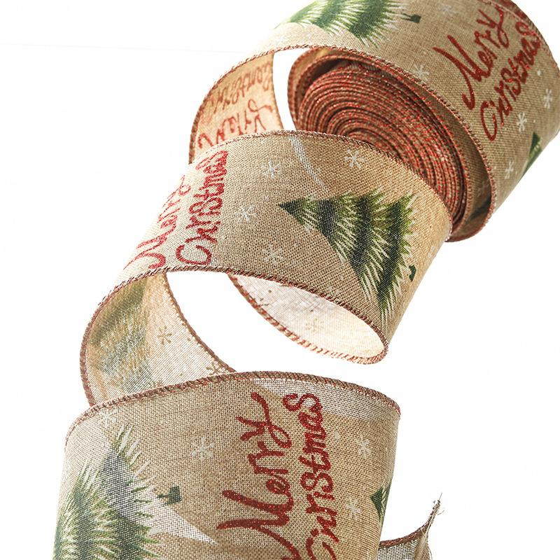 10yards 6cm Wide Printed Rib Band Christmas Style Ribbon Hand Bow Wrapped Ribbon Christmas Decorative Ribbon Gift Box Packaging