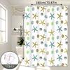Starfish Fun Pattern Shower Curtain, Fresh Ocean Style Bathroom Partition Curtain, Great Item For Rental House Renovation And Bathroom Soft Decoration