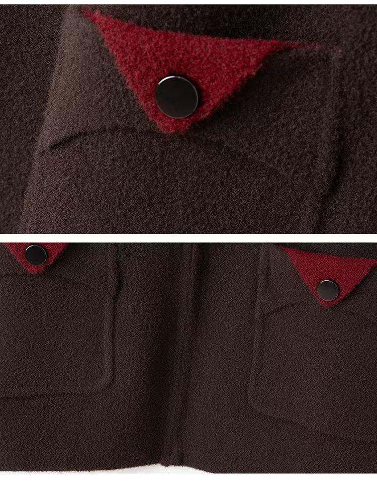 Autumn/Winter Retro Wool Hooded Short Coat with Zipper