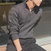 Men's Trendy Cable Knit Zipper Sweater: Loose Fit Half Turtleneck Pullover for Autumn and Winter