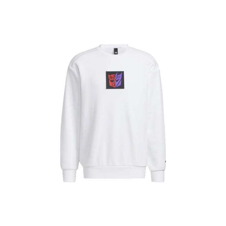 adidas x Transformers Crossover Limited Pattern Printing Round Neck Pullover Long Sleeves White Men s HM7450 S