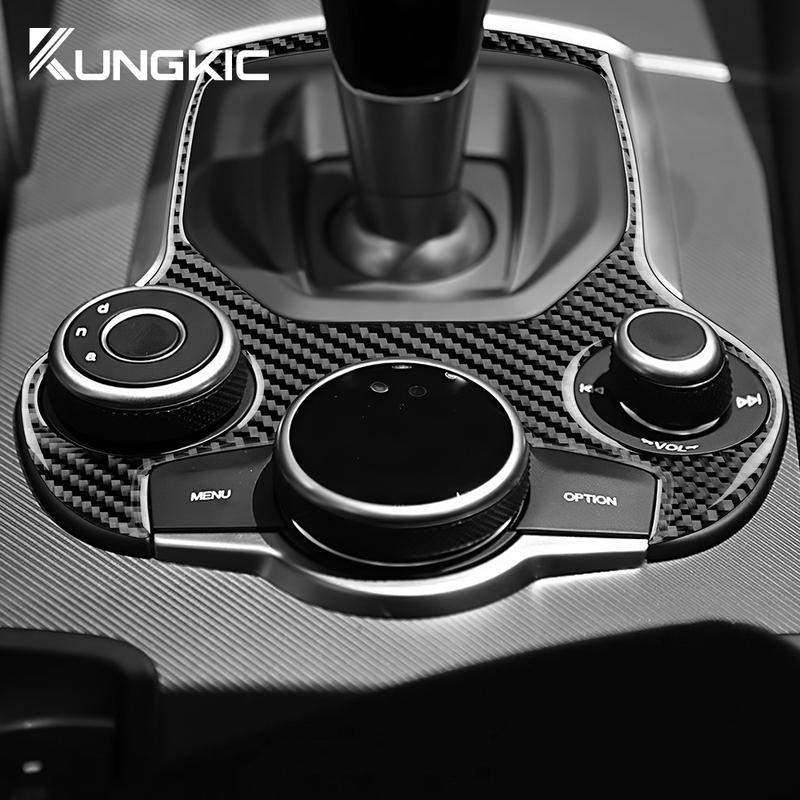 Real Soft Carbon Fiber For Alfa Romeo Giulia 952 2015- Alfa Romeo Stelvio 949 2017- Car Gear Shift Outer Panel Sticker