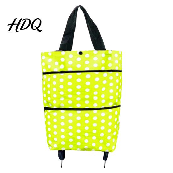 Outdoor Picnic Utility Tote Foldable Shopping Bag with Wheels Heavy-Duty Waterproof Oxford Cloth Grocery Cart Space Saving Organizer Reusable Roller